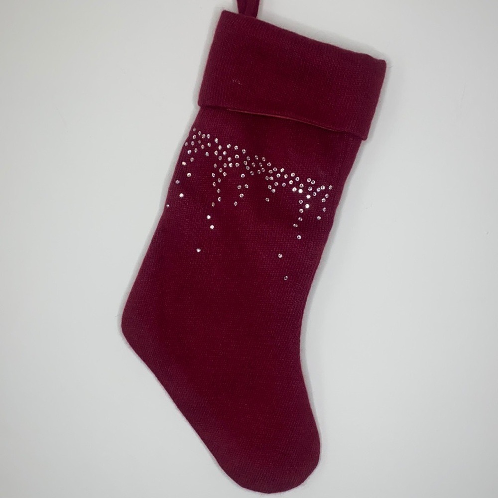 Pair of Christmas‎ stockings wool/angora/nylon Swarovski crystal accents